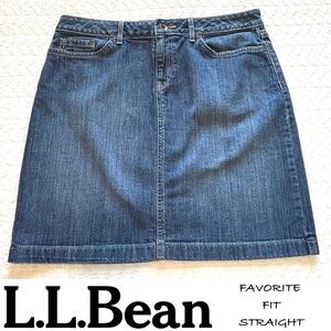 LL Bean Denim Classic Short Skirt Favourite Fit Straight Size 10 Petite